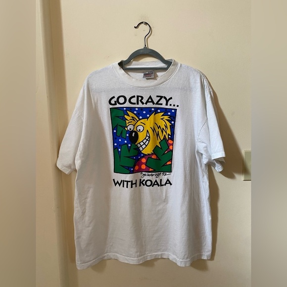 Oneita Other - Vintage 90s “Go Crazy With Koala” Oneita Shirt XL Made in USA Retro Graphic Tee